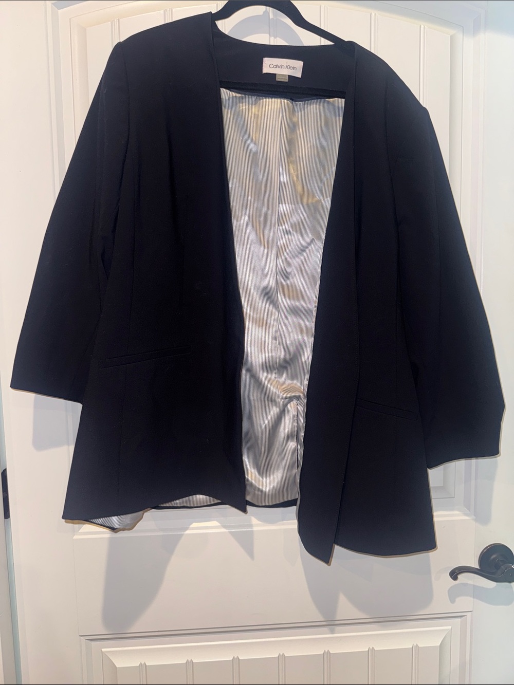 Calvin Klein 24W Women’s Collarless Blazer Navy